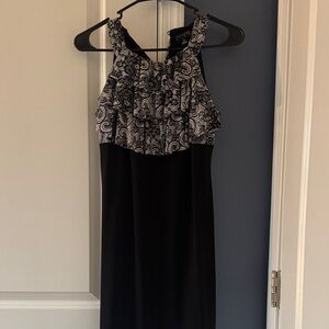 Enfocus Studio Black Midi Dress with Paisley Ruffle Yoke